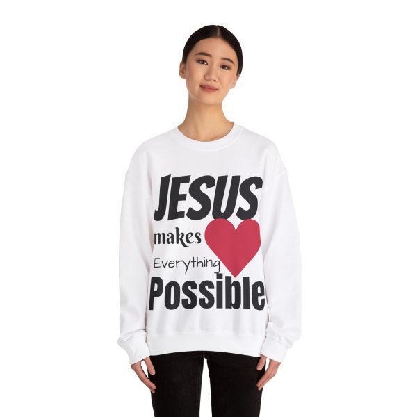 Jesus Makes Everything Possible" Unisex Heavy Blend Crewneck Sweatshirt - Image 4