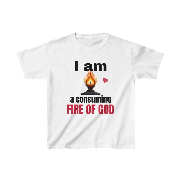 Divine Comfort: I Am Consuming Fire Kids Tee