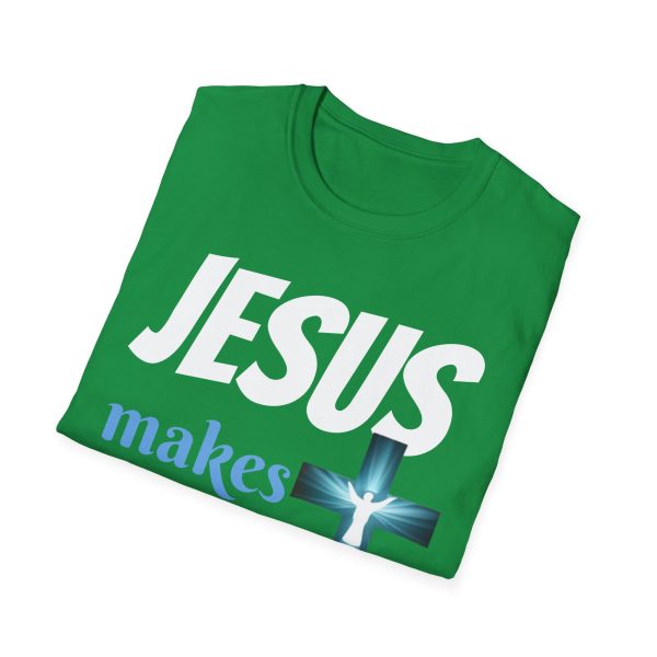 "Jesus Makes Everything Possible" with cross Unisex Soft-Style T-Shirt - Image 16