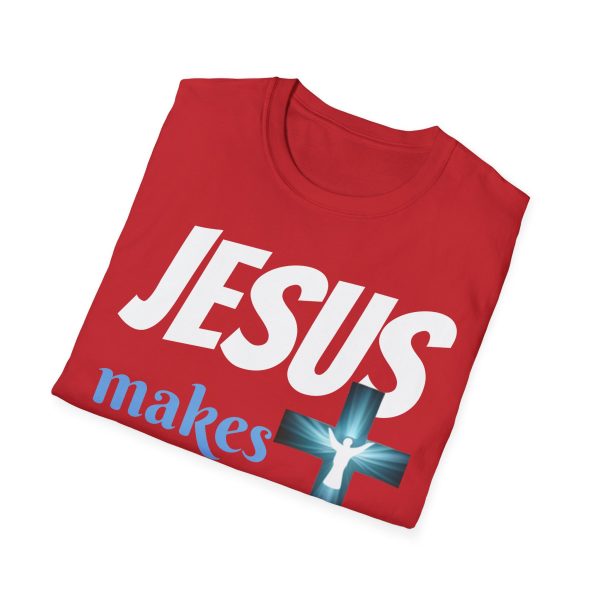 "Jesus Makes Everything Possible" with cross Unisex Soft-Style T-Shirt - Image 40