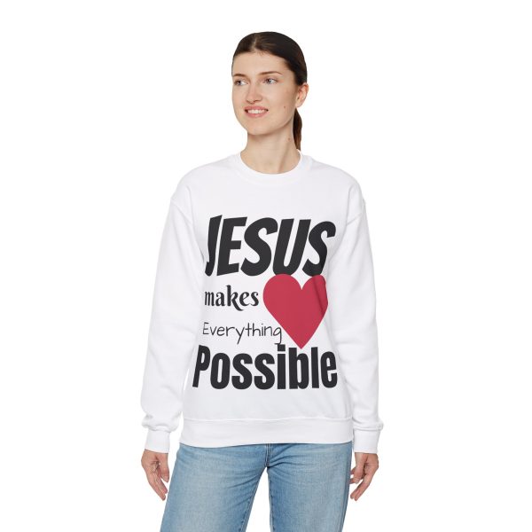 Jesus Makes Everything Possible" Unisex Heavy Blend Crewneck Sweatshirt - Image 8