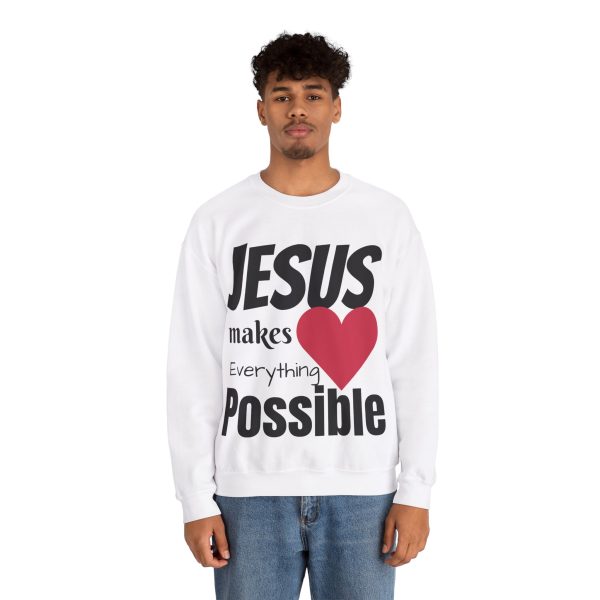 Jesus Makes Everything Possible" Unisex Heavy Blend Crewneck Sweatshirt - Image 5