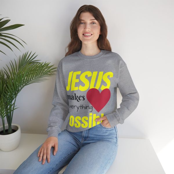 Jesus Makes Everything Possible" Unisex Heavy Blend Crewneck Sweatshirt - Image 33