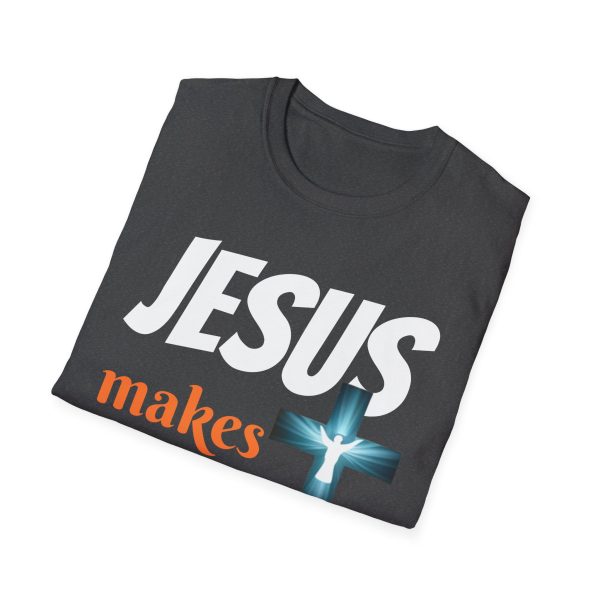 "Jesus Makes Everything Possible" with cross Unisex Soft-Style T-Shirt - Image 28